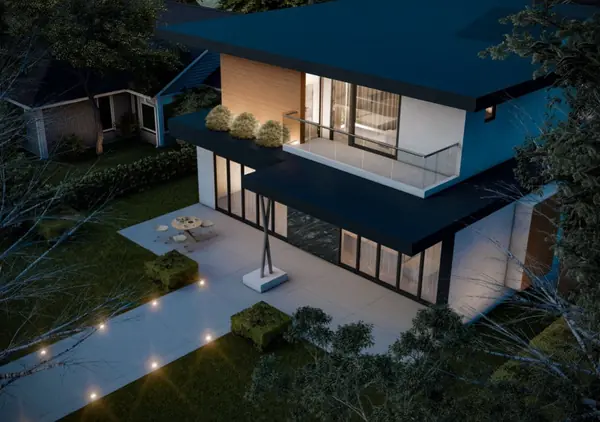Side elevation with planted terrace and privacy screening