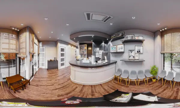 Wide view of the clinic reception and circulation